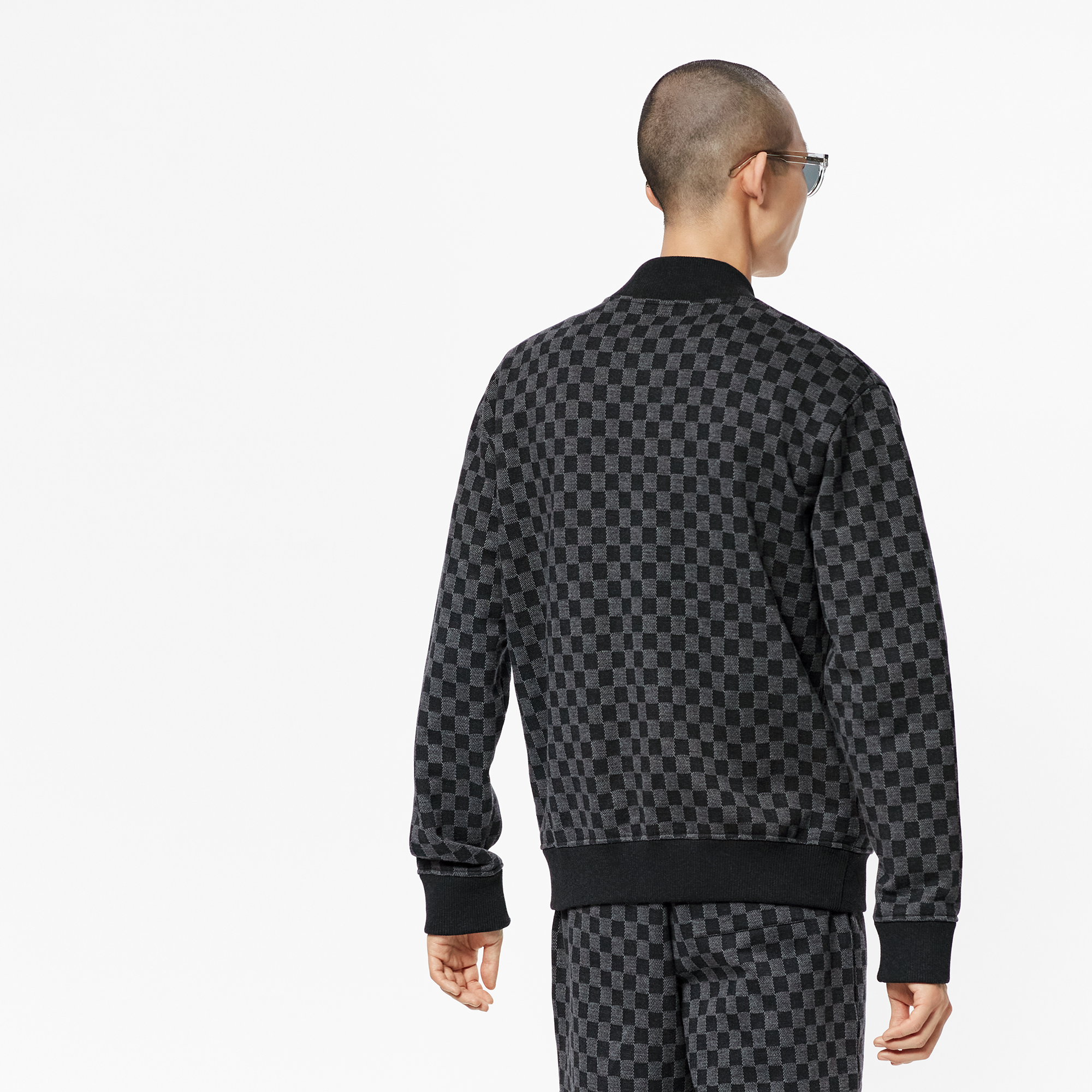 Bomber con motivo Damier in trama jacquard  Uomo Abbigliamento Maglieria e Felpe | LOUIS VUITTON (Zoom prodotto)